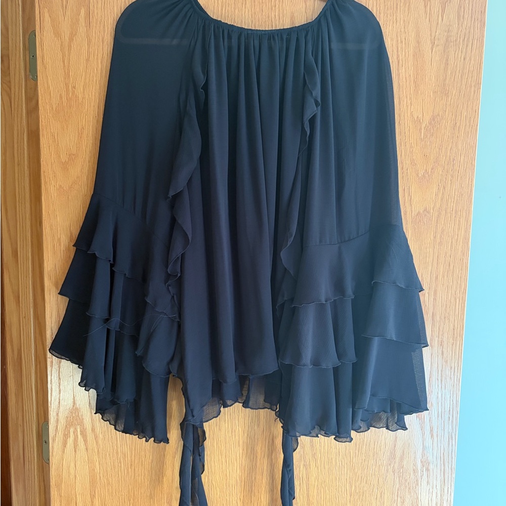Torrid Black Ruffled and Pleated Top